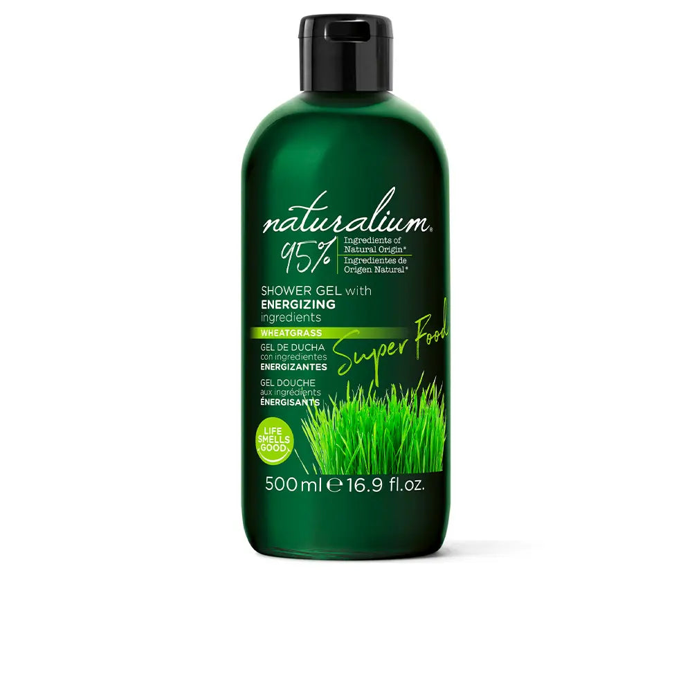 NATURALIUM-SUPER FOOD gel de banho energizante de erva de trigo 500 ml-DrShampoo - Perfumaria e Cosmética