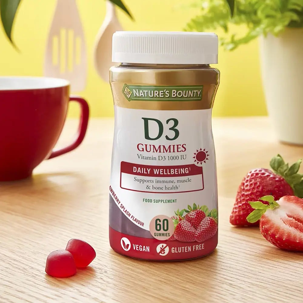 NATURE'S BOUNTY-VITAMINA D3 1000 UI 60 gomas de mascar-DrShampoo - Perfumaria e Cosmética