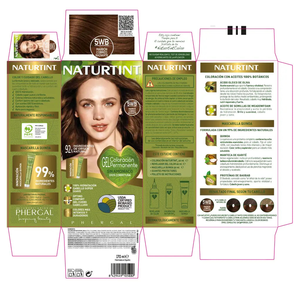 NATURTINT-Tintura NATURTINT sem amônia #5Wb-Castanho Cobre Radiante 170 ml-DrShampoo - Perfumaria e Cosmética