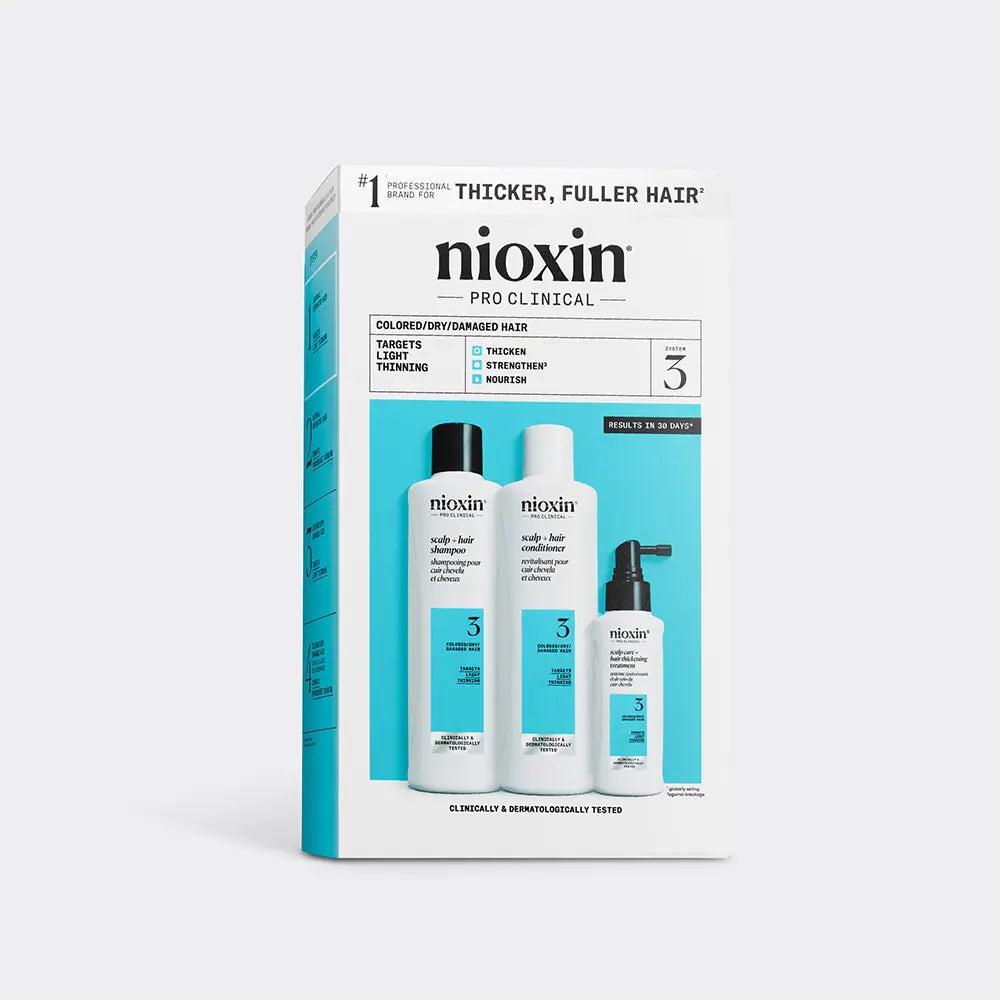NIOXIN-SYSTEM 3 - Kit - Tratamento para Cabelos Coloridos com Raleamento Leve 3 unidades-DrShampoo - Perfumaria e Cosmética