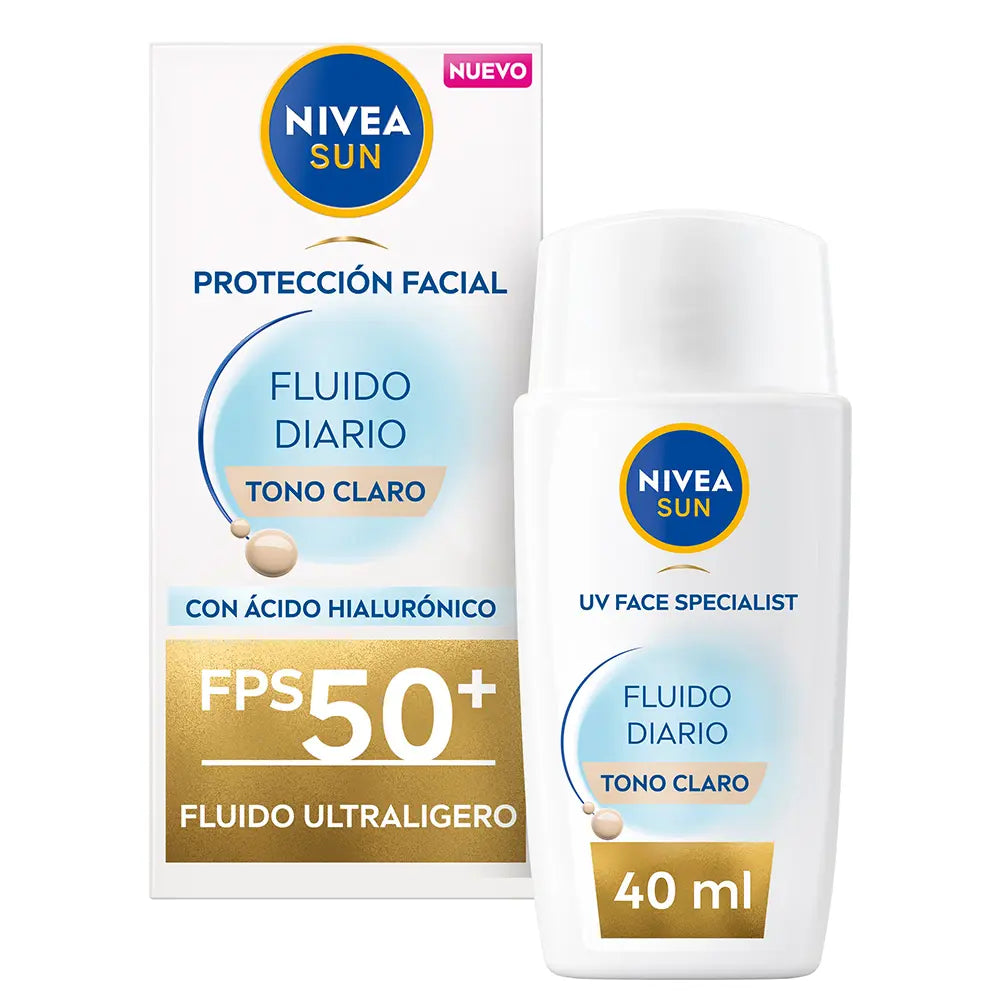 NIVEA-DAILY SUN FLUID proteção facial FPS50+ #tom claro 40 ml-DrShampoo - Perfumaria e Cosmética