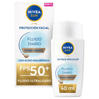 NIVEA-DAILY SUN FLUID proteção facial FPS50+ #tom médio 40 ml-DrShampoo - Perfumaria e Cosmética