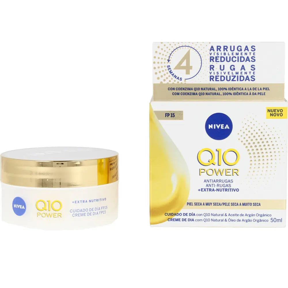 NIVEA-Q10+ POWER antiarrugas+extra nutritivo FPS15 50 ml-DrShampoo - Perfumaria e Cosmética