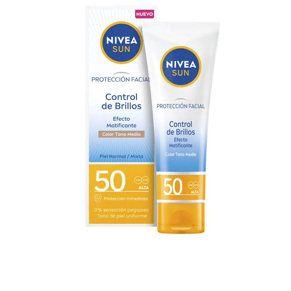 NIVEA-SUN CONTROL SHINE facial matificante médio SPF50 40 ml-DrShampoo - Perfumaria e Cosmética