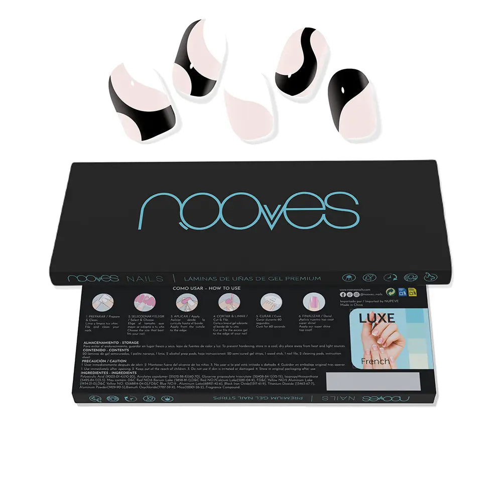 NOOVES-Folhas de Unhas de Gel Premium Glam Branco Vaca 20 unidade-DrShampoo - Perfumaria e Cosmética