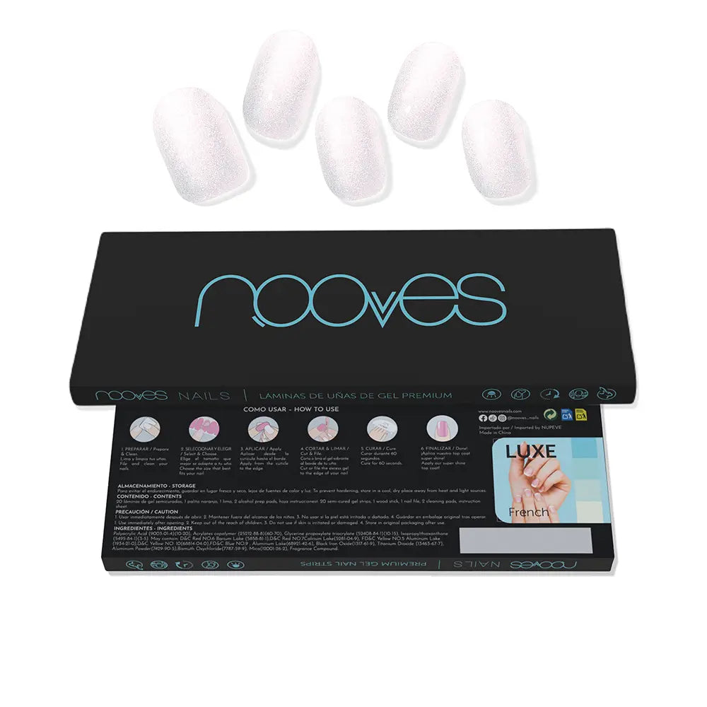 NOOVES-Folhas de unhas em gel Premium Perle GEL, luxo de pérola branca de gato, 20 unidades.-DrShampoo - Perfumaria e Cosmética