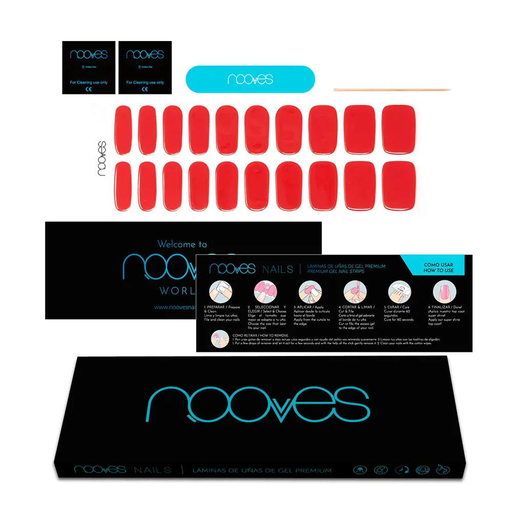 NOOVES-GEL NAIL FILM vermelho carmesim premium luxo sólido #vermelho-DrShampoo - Perfumaria e Cosmética