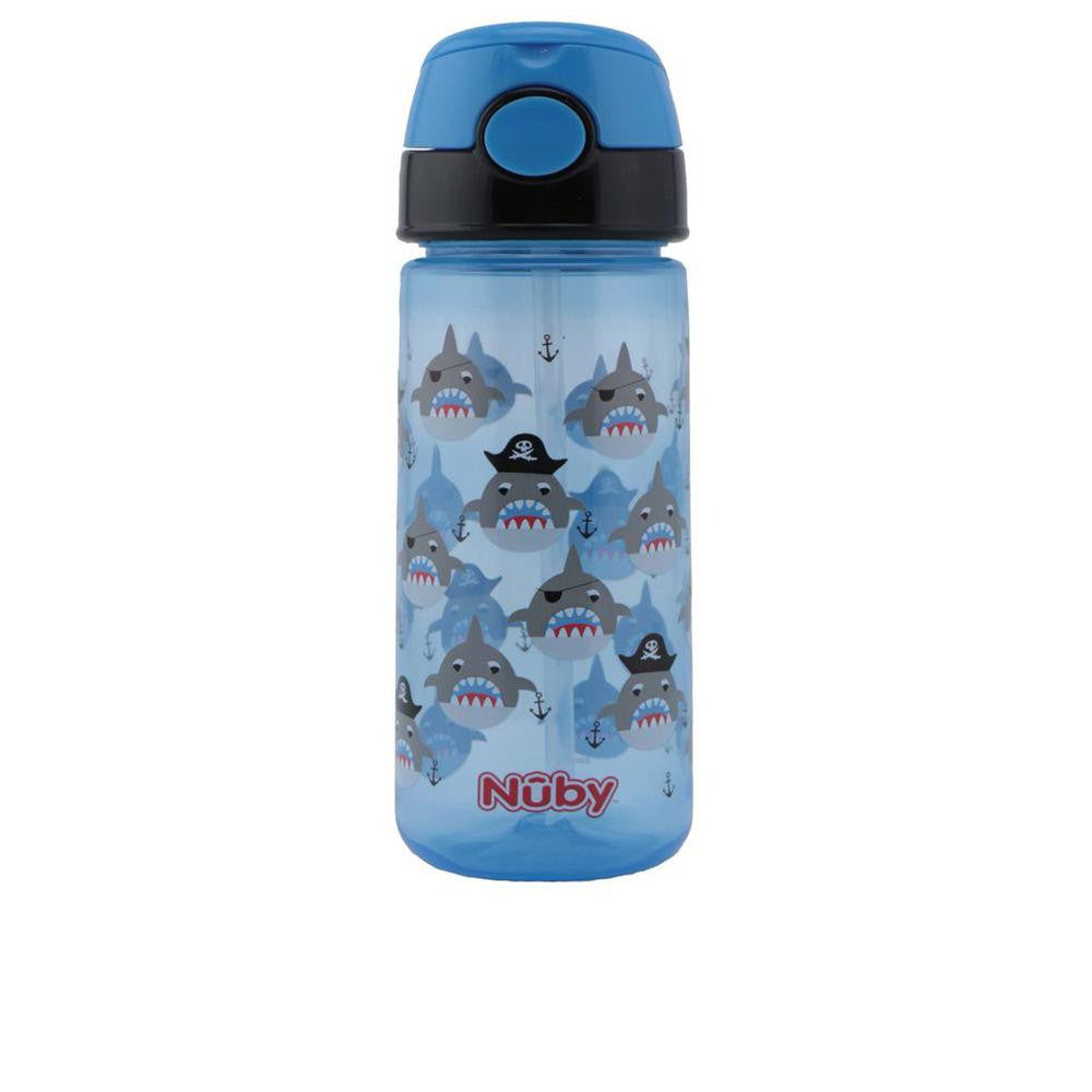 NÛBY-MUG with button and soft straw 3 years blue 540 ml 1 u-DrShampoo - Perfumaria e Cosmética