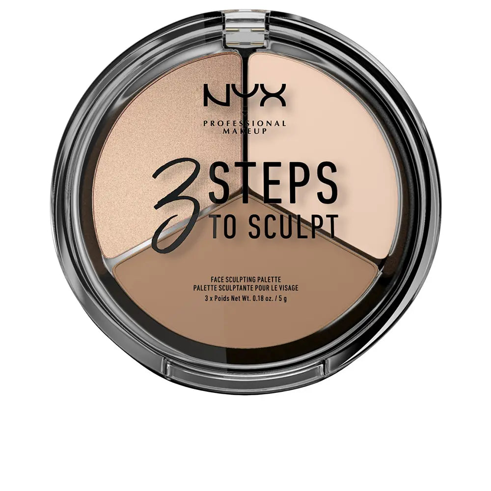 NYX PROFESSIONAL MAKE UP-3 PASSOS PARA ESCULPIR paleta de escultura facial clara 5 gr.-DrShampoo - Perfumaria e Cosmética