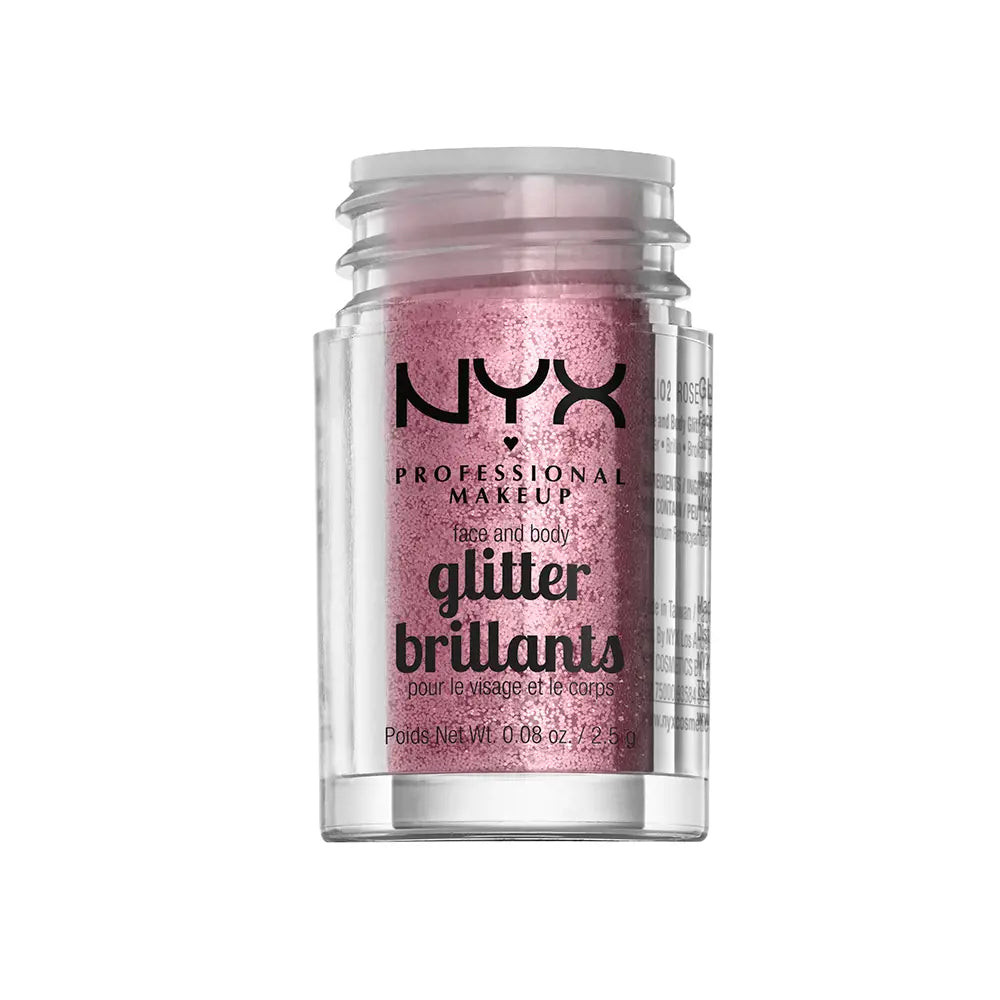 NYX PROFESSIONAL MAKE UP-GLITTER BRILLANTS rosto e corpo rosa 25 gr-DrShampoo - Perfumaria e Cosmética