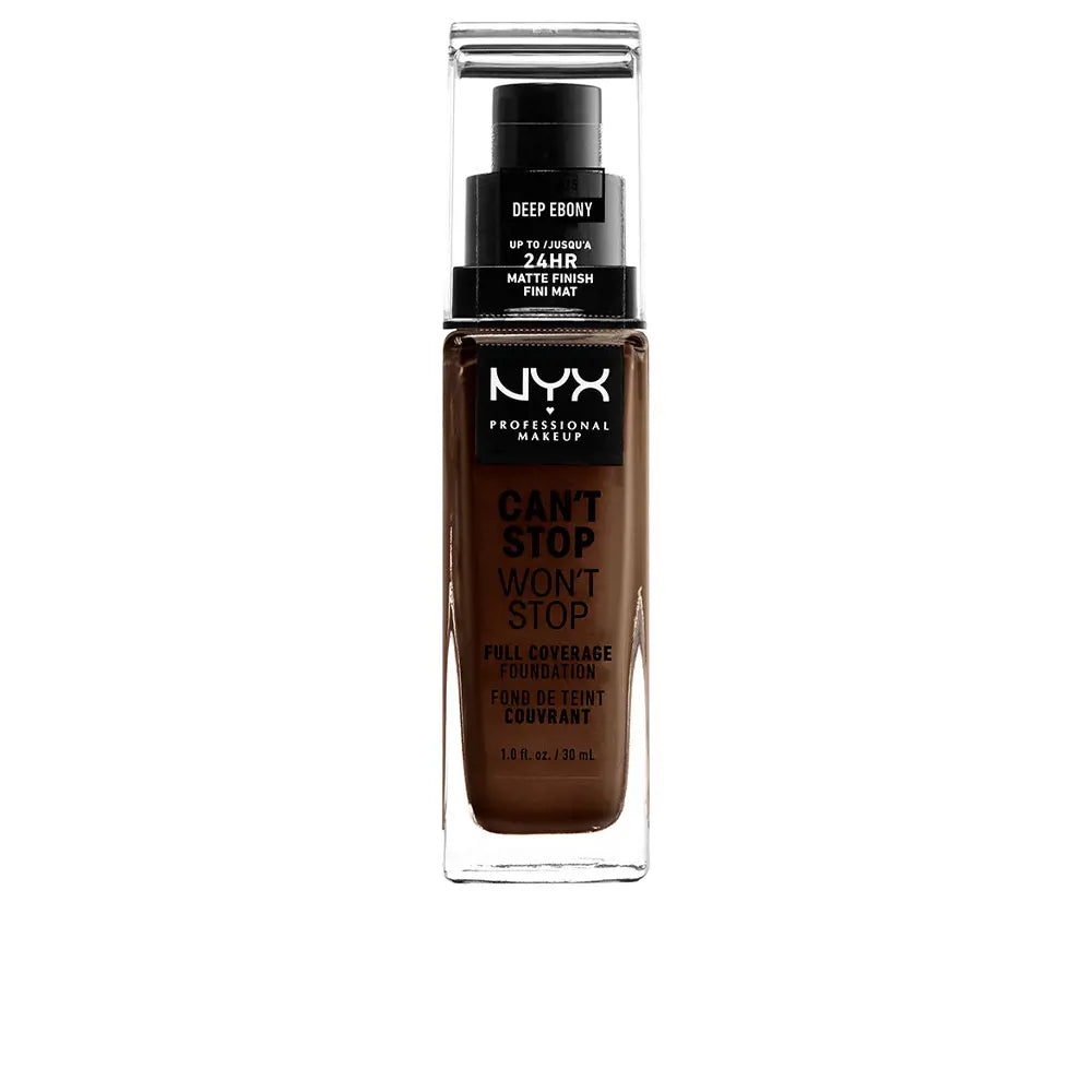 NYX PROFESSIONAL MAKE UP-NÃO POSSO PARAR, NÃO VOU PARAR fundação de alta cobertura ébano profundo 30 ml-DrShampoo - Perfumaria e Cosmética