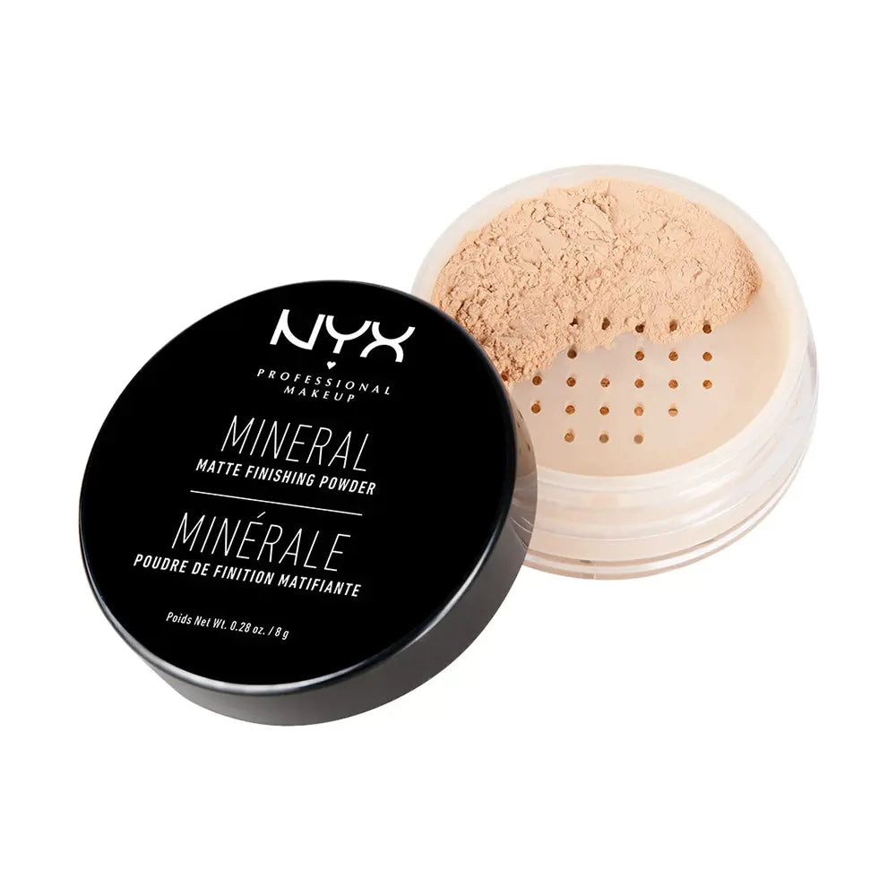 NYX PROFESSIONAL MAKE UP-Pó de acabamento mate MINERAL claro médio 8 gr-DrShampoo - Perfumaria e Cosmética