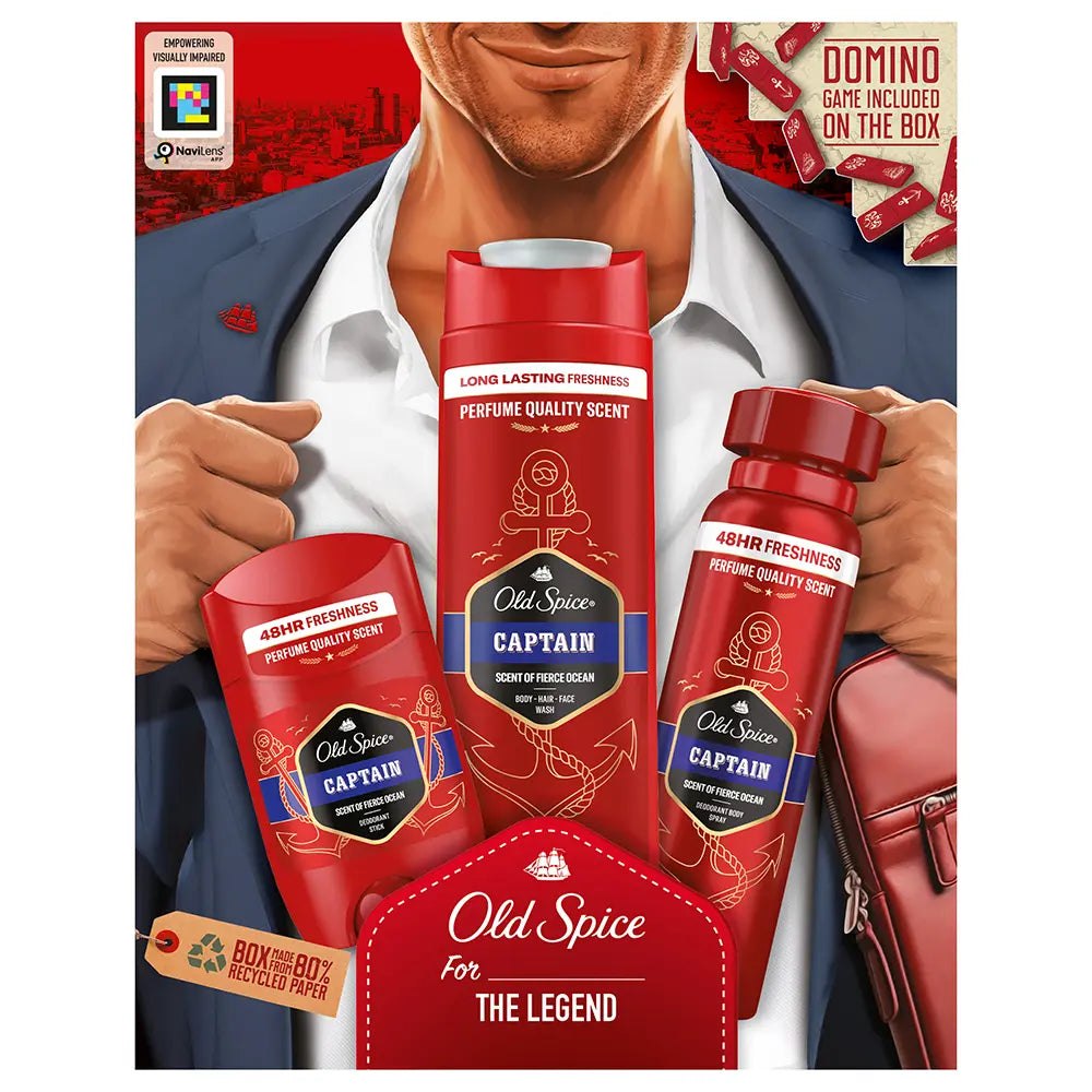 OLD SPICE-CONJUNTO OLD SPICE CAPTAIN 3 peças-DrShampoo - Perfumaria e Cosmética