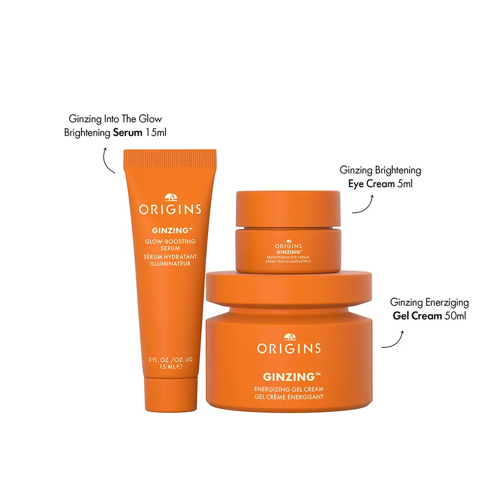 ORIGINS-GINZING ENERGIZING GEL CREAM COM CAFEÍNA + NICAINAMIDA ESTOJO 3 unid.-DrShampoo - Perfumaria e Cosmética