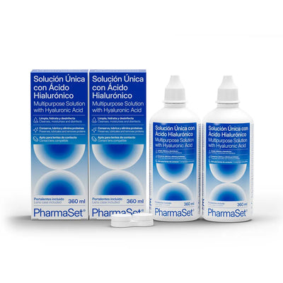 PHARMASET-PHARMASET solução exclusiva com ácido hialurônico para lentes de contato gelatinosas 2 x 360 ml-DrShampoo - Perfumaria e Cosmética