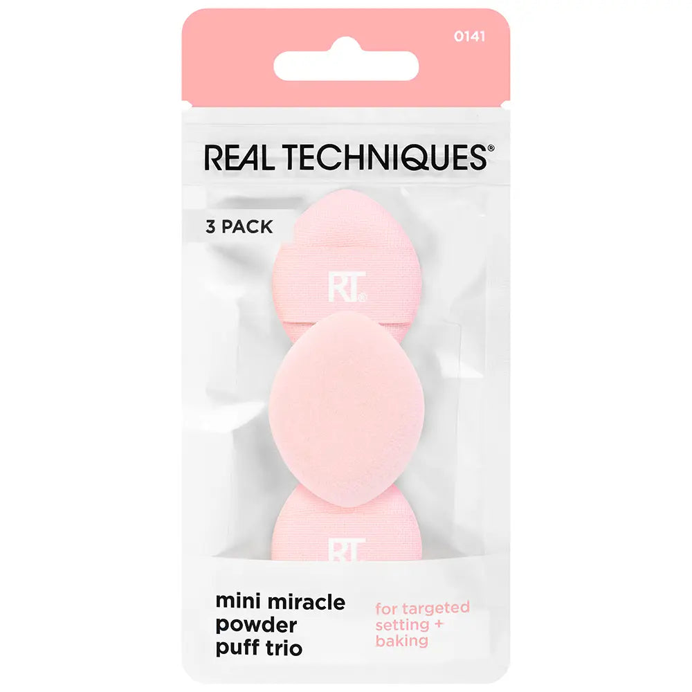 REAL TECHNIQUES-Conjunto de 3 Puffs de Pó MINI MILAGRE-DrShampoo - Perfumaria e Cosmética