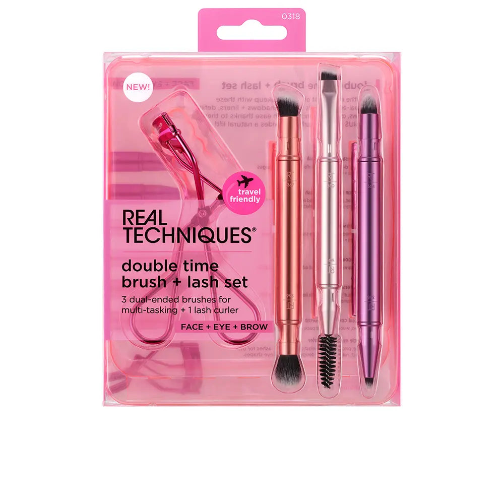 REAL TECHNIQUES-DOUBLE TIME BRUSH + LAST CASE 4 pcs.-DrShampoo - Perfumaria e Cosmética