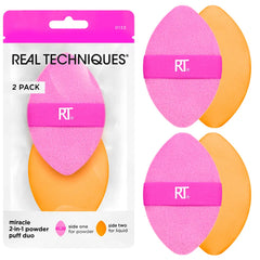 REAL TECHNIQUES-MIRACLE 2 EM 1 duo de esponjas em pó 2 u.-DrShampoo - Perfumaria e Cosmética