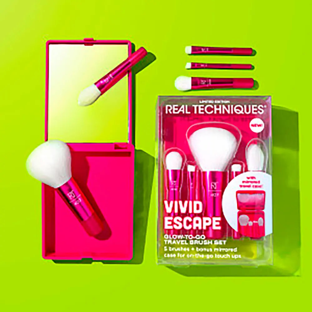 REAL TECHNIQUES-VIVID ESCAPE GLOW-TO-GO CASE 5 pcs.-DrShampoo - Perfumaria e Cosmética