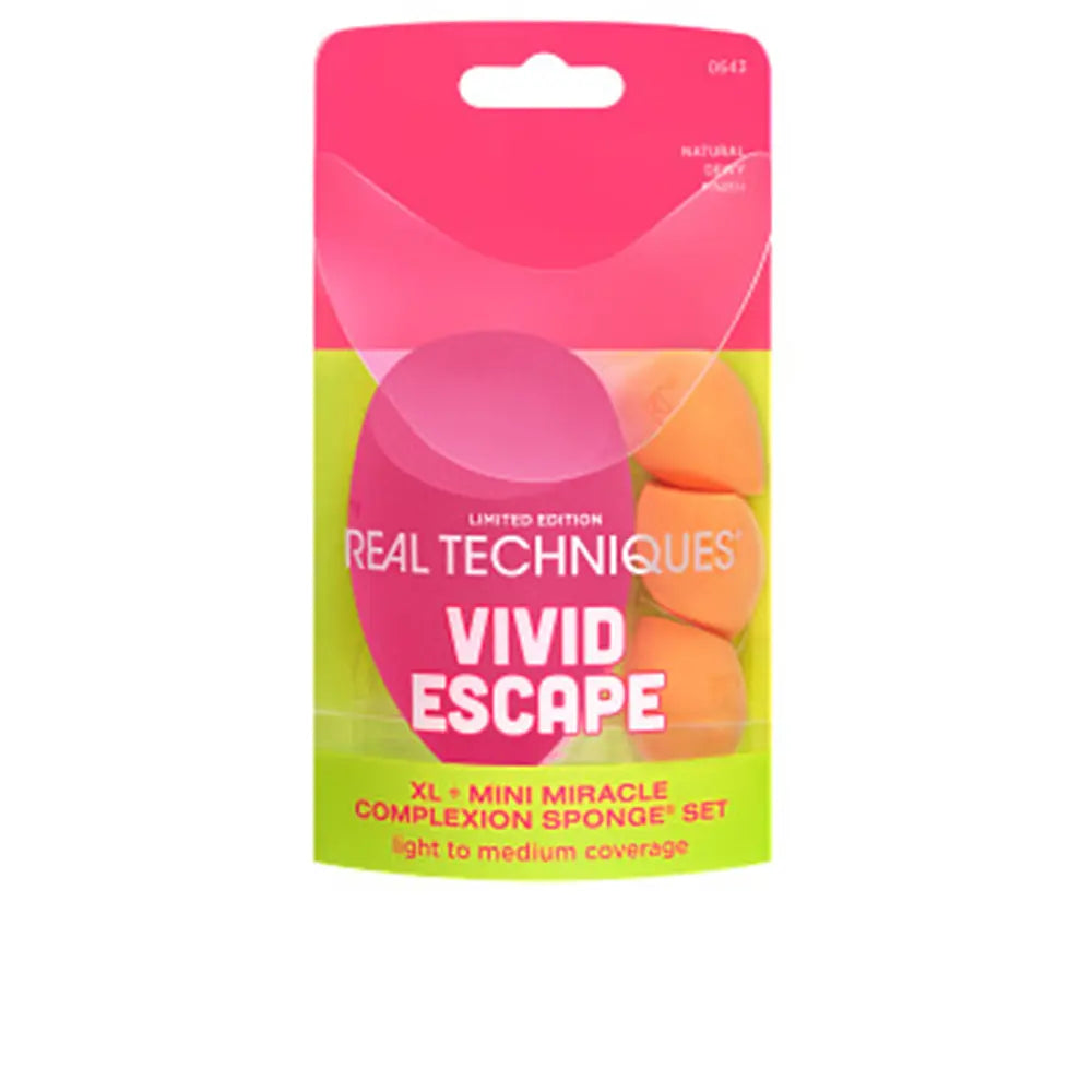 REAL TECHNIQUES-VIVID ESCAPE XL + MINI MILAGRO COMPLEXÃO ESPONJA CASE 4 pcs.-DrShampoo - Perfumaria e Cosmética