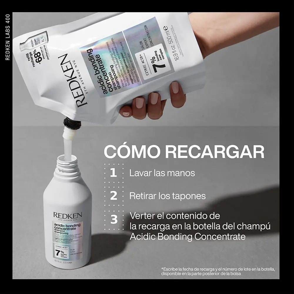 REDKEN-CONCENTRADO DE LIGAÇÃO ÁCIDA Refil de shampoo profissional sem sulfato para cabelos danificados 500 ml.-DrShampoo - Perfumaria e Cosmética