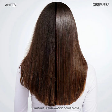 O shampoo ácido de cor gloss sem sulfato intensifica o brilho da sua cor de recarga 500 ml. Imagen secundaria del producto