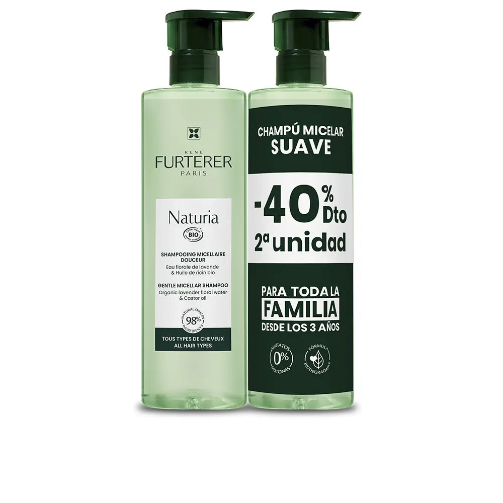 RENE FURTERER-NATURIA shampoo micelar ultra suave sem sulfatos pack 2 x 400 ml.-DrShampoo - Perfumaria e Cosmética