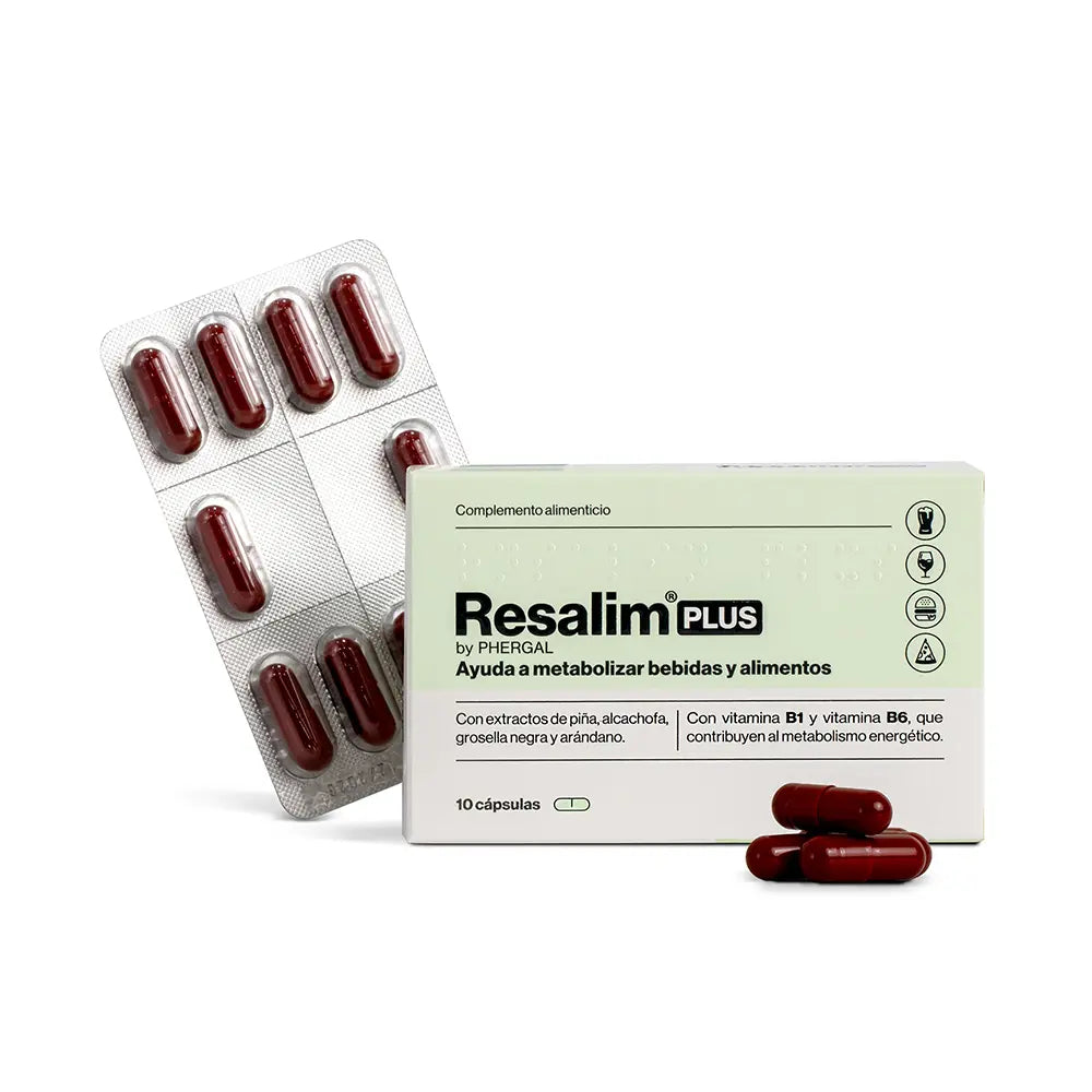 RESALIM-RESALIM PLUS, suplemento alimentar metabolizador para bebidas e alimentos, 10 cápsulas.-DrShampoo - Perfumaria e Cosmética