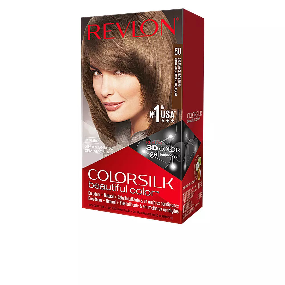 REVLON-COLORSILK corante 50 castanho claro cinza-DrShampoo - Perfumaria e Cosmética