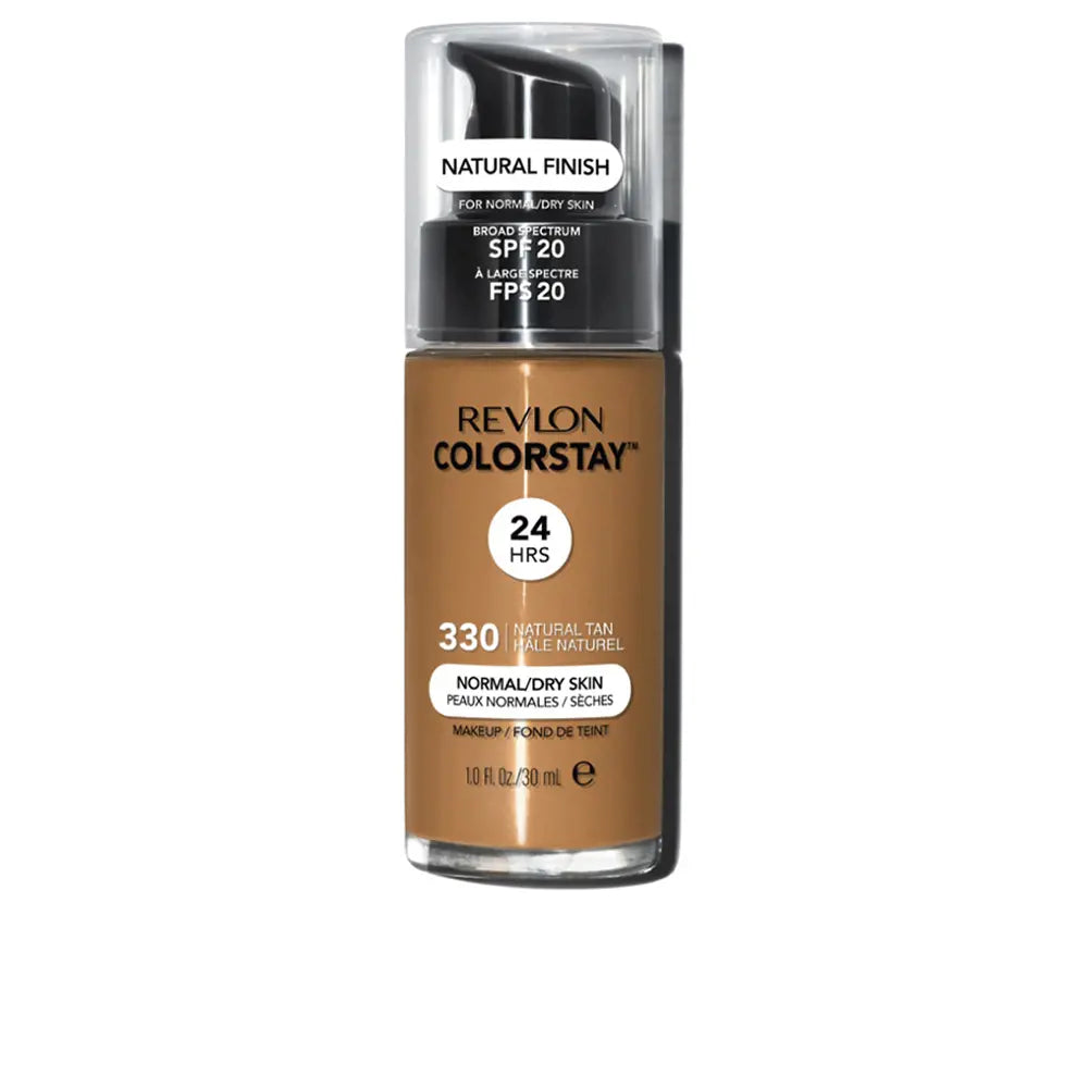 REVLON-COLORSTAY base pele seca normal 330 bronzeado natural 30 ml-DrShampoo - Perfumaria e Cosmética