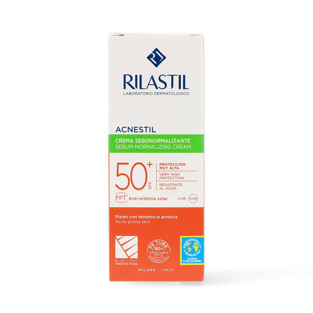 RILASTIL-SISTEMA SOLAR acnestil protetor solar anti-imperfeições FPS50+ 40 ml.-DrShampoo - Perfumaria e Cosmética