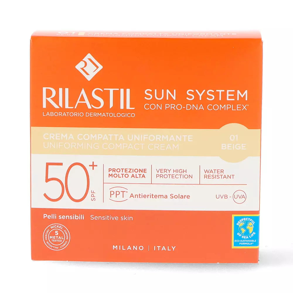 RILASTIL-SUN SYSTEM SPF50 creme compacto bege 10 gr-DrShampoo - Perfumaria e Cosmética