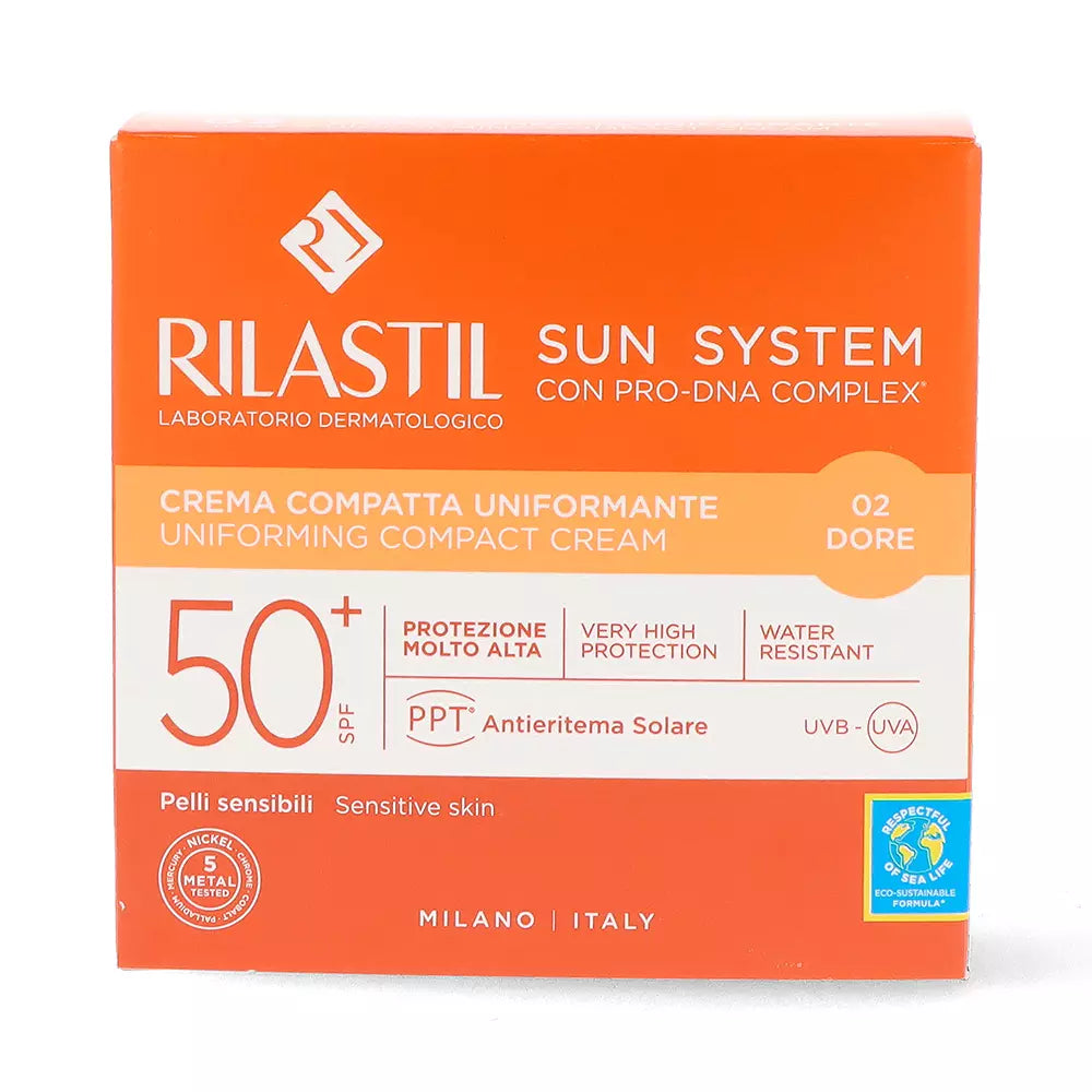 RILASTIL-SUN SYSTEM SPF50 creme compacto dourado 10 gr-DrShampoo - Perfumaria e Cosmética