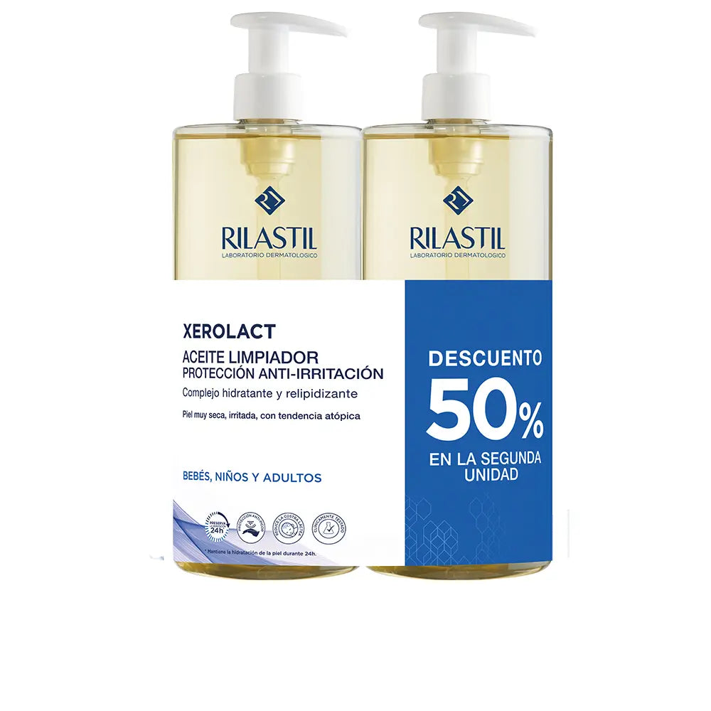 RILASTIL-XEROLACT óleo de limpeza pack 2 x 1000 ml.-DrShampoo - Perfumaria e Cosmética