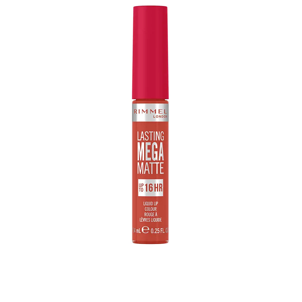 RIMMEL LONDON-Cor de lábio líquido MEGA MATTE de longa duração 920 chamas escarlate 74ml.-DrShampoo - Perfumaria e Cosmética