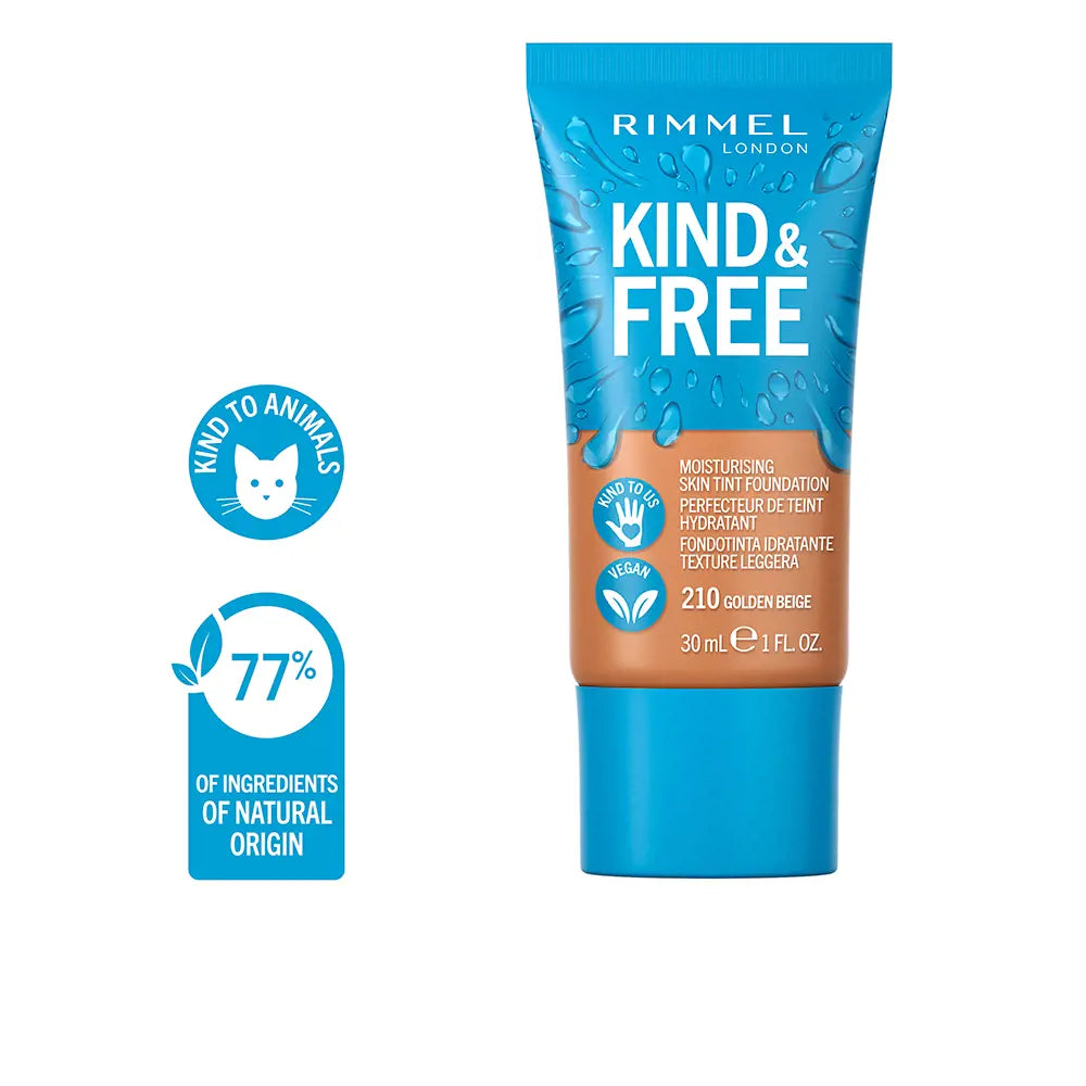 RIMMEL LONDON-FUNDAMENTO TINTA PARA PELE KIND FREE 210 BEGE DOURADO 30 ML.-DrShampoo - Perfumaria e Cosmética