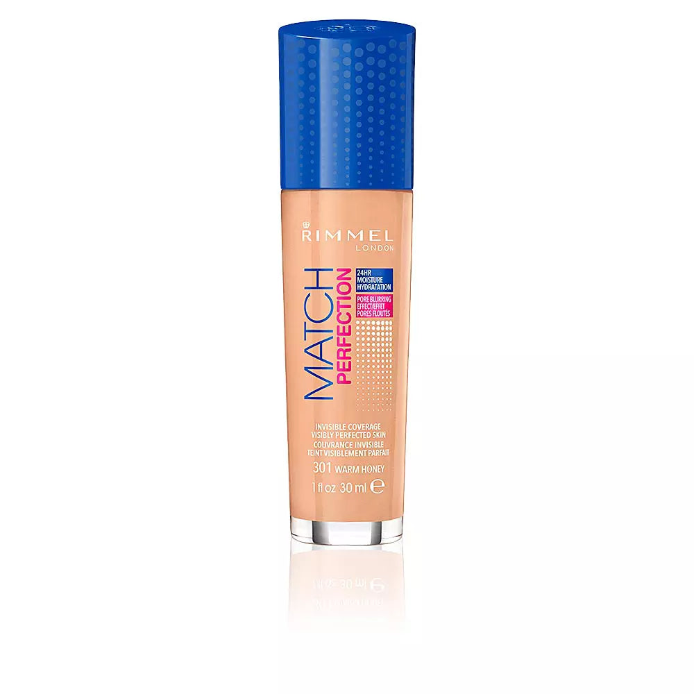 RIMMEL LONDON-MATCH PERFECTION base 301 mel quente 30 ml-DrShampoo - Perfumaria e Cosmética