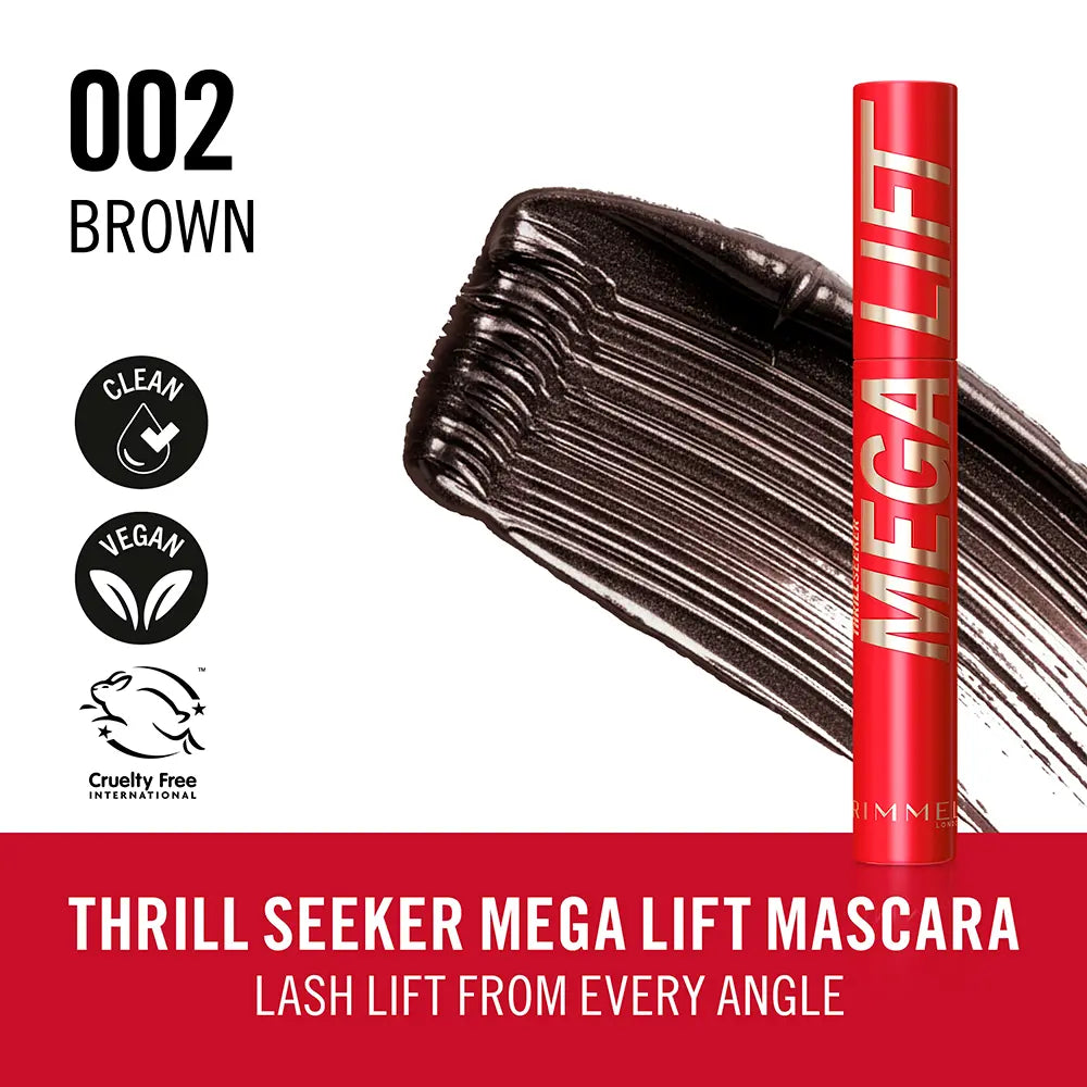 RIMMEL LONDON-THRILL SEEKER MEGALIFT máscara 002 Marrom 125 ml.-DrShampoo - Perfumaria e Cosmética