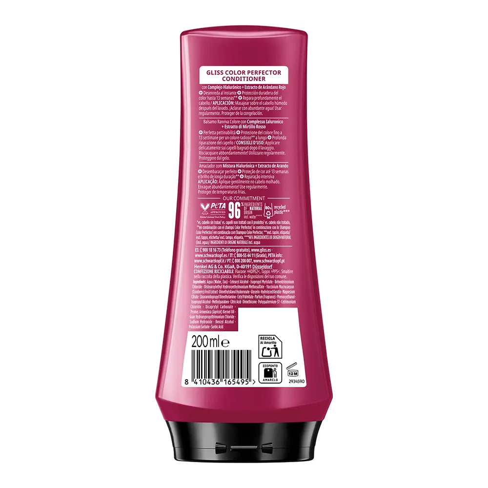 SCHWARZKOPF MASS MARKET-Condicionador GLISS COLOR PERFECTOR 200 ml-DrShampoo - Perfumaria e Cosmética
