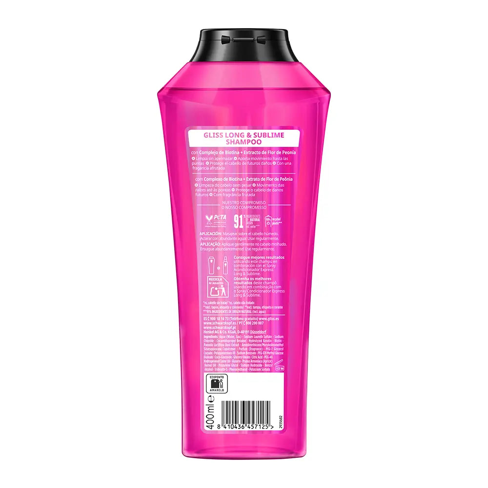 SCHWARZKOPF MASS MARKET-GLISS LONGO SUBLIME shampoo 400 ml-DrShampoo - Perfumaria e Cosmética