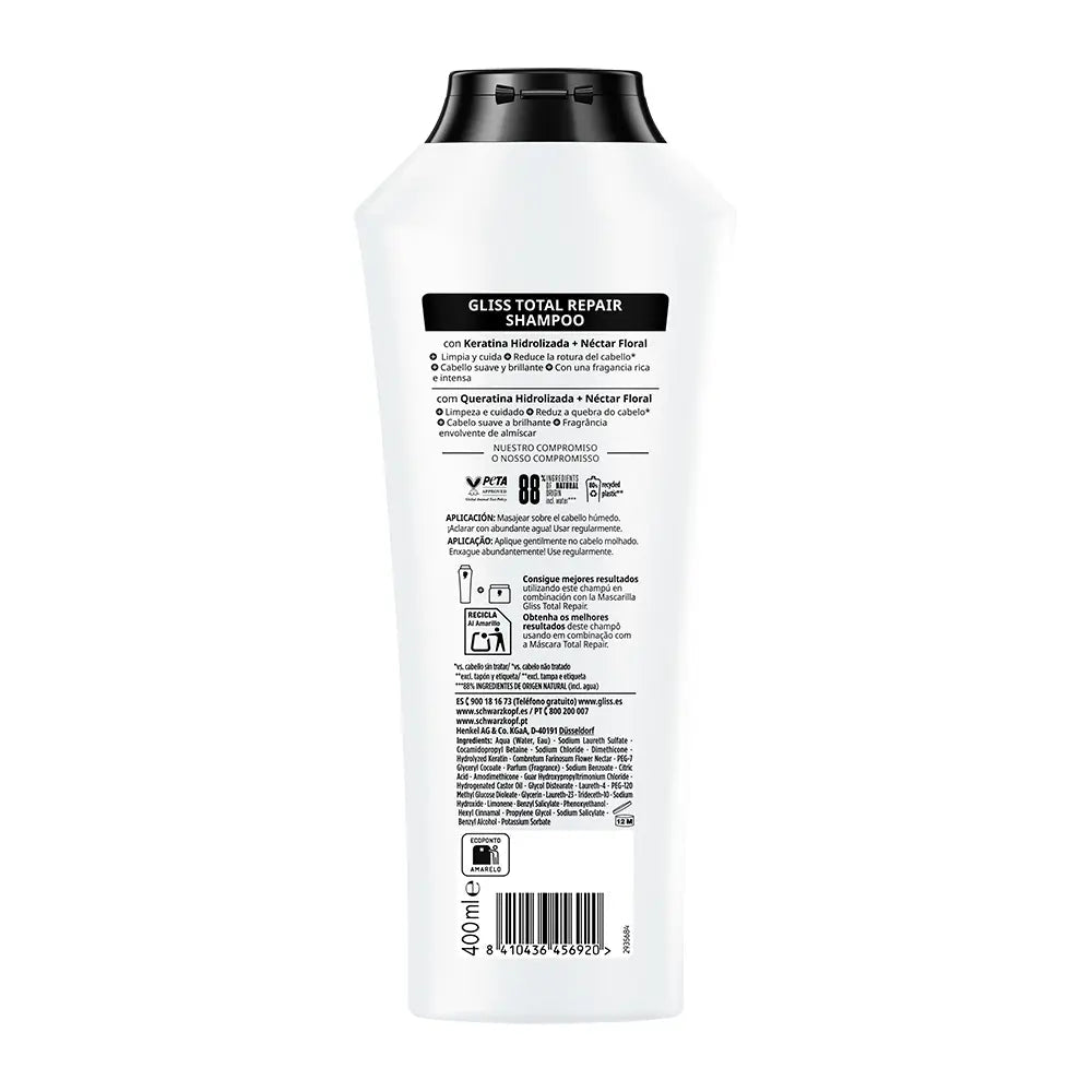 SCHWARZKOPF MASS MARKET-GLISS REPARAÇÃO TOTAL shampoo 400 ml-DrShampoo - Perfumaria e Cosmética