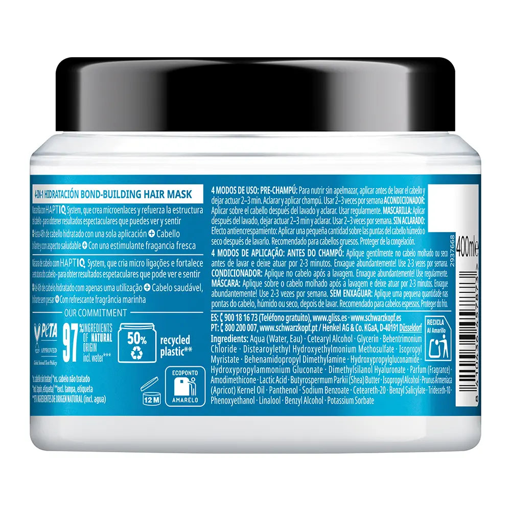 SCHWARZKOPF MASS MARKET-Máscara GLISS AQUA REVIVE 400 ml-DrShampoo - Perfumaria e Cosmética