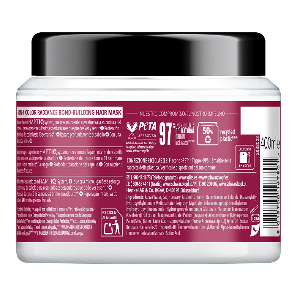 SCHWARZKOPF MASS MARKET-Máscara GLISS COLOR PERFECTOR 400 ml-DrShampoo - Perfumaria e Cosmética