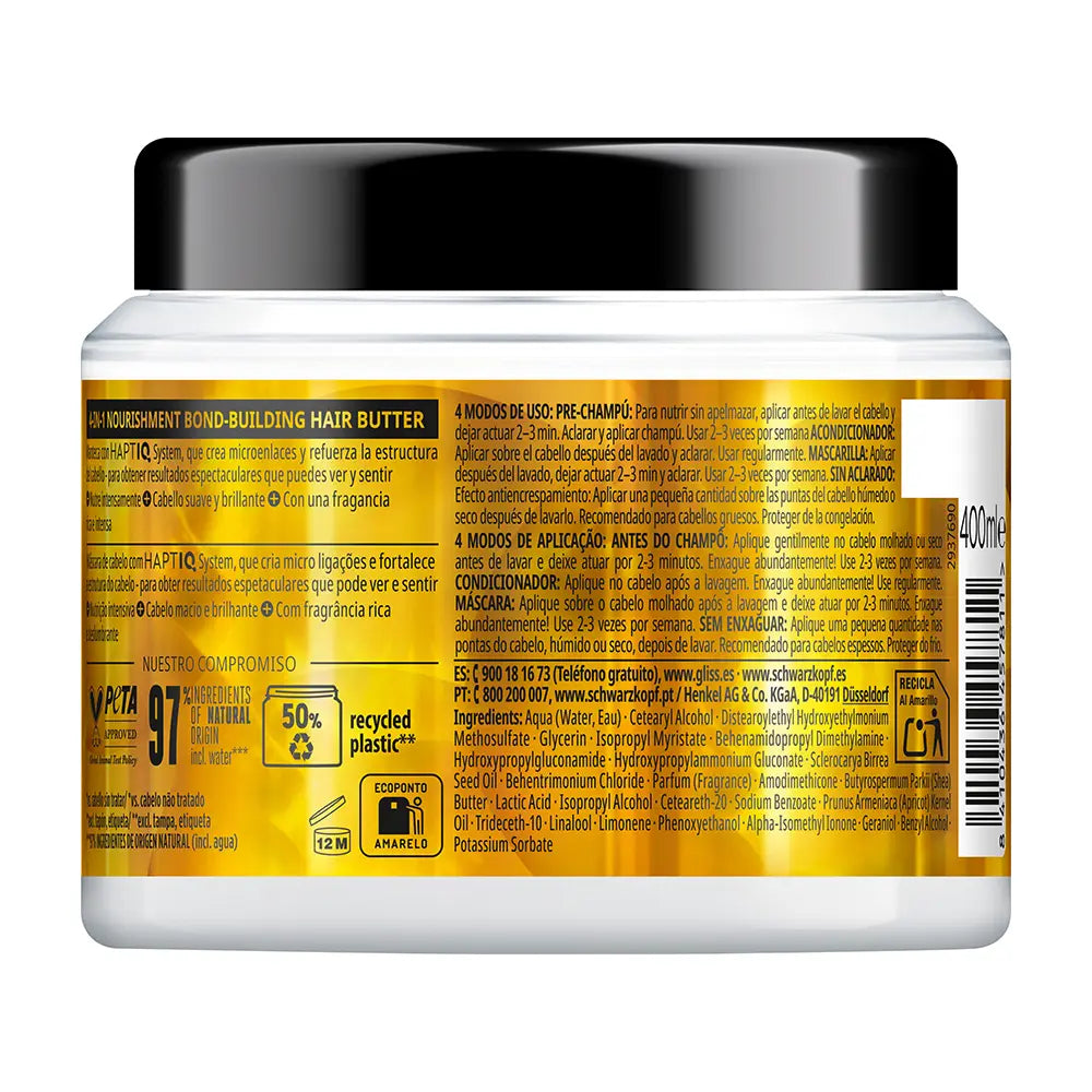 SCHWARZKOPF MASS MARKET-Máscara Nutritiva GLISS OIL 400 ml-DrShampoo - Perfumaria e Cosmética
