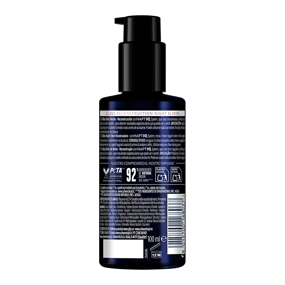 SCHWARZKOPF MASS MARKET-Sérum para pontas duplas GLISS NIGHT ELIXIR 100 ml-DrShampoo - Perfumaria e Cosmética