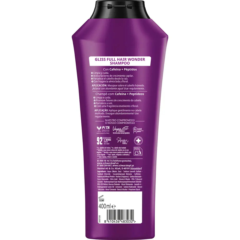 SCHWARZKOPF MASS MARKET-Shampoo GLISS FULL HAIR WONDER densidade 400 ml-DrShampoo - Perfumaria e Cosmética