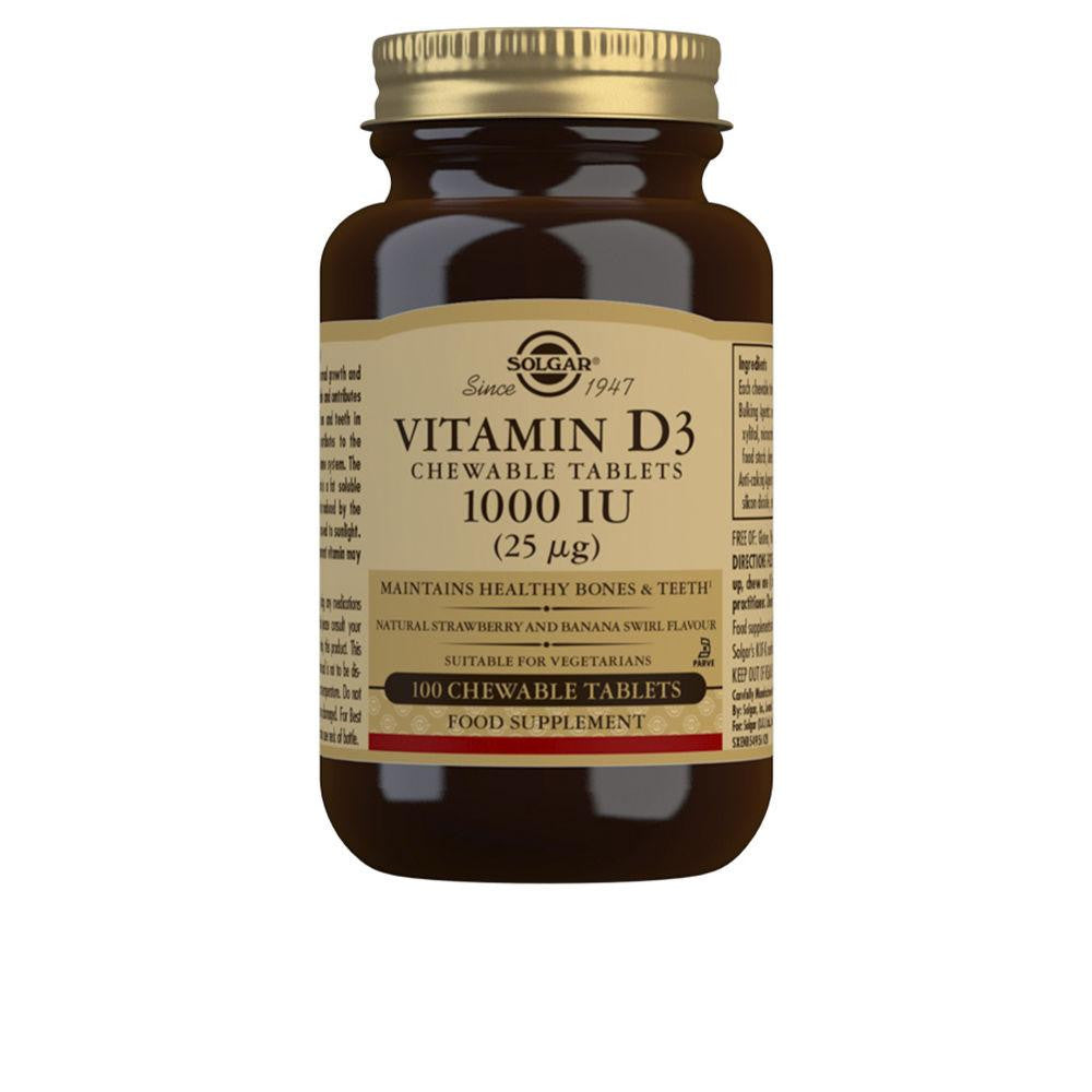 SOLGAR-VITAMINA D3 1000 UI 25 µg 100 comprimidos mastigáveis-DrShampoo - Perfumaria e Cosmética