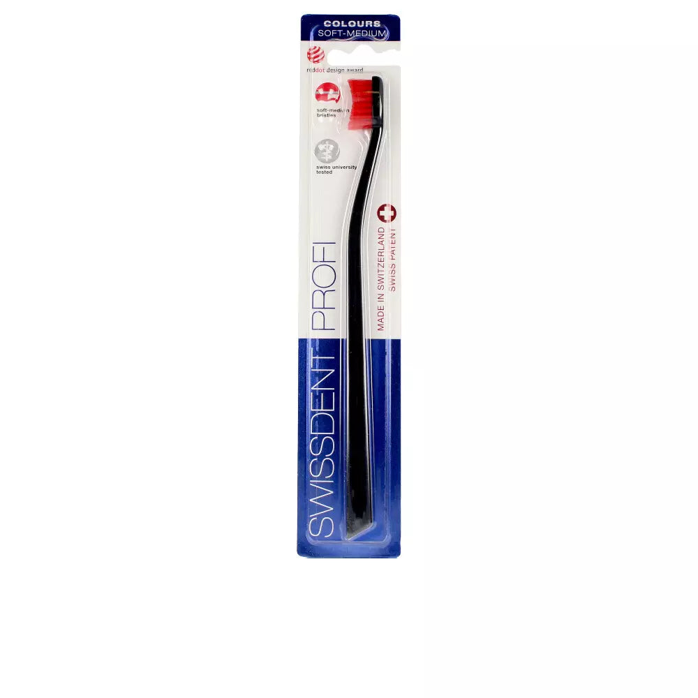 SWISSDENT-COLORS CLASSIC escova de dentes preto vermelho-DrShampoo - Perfumaria e Cosmética