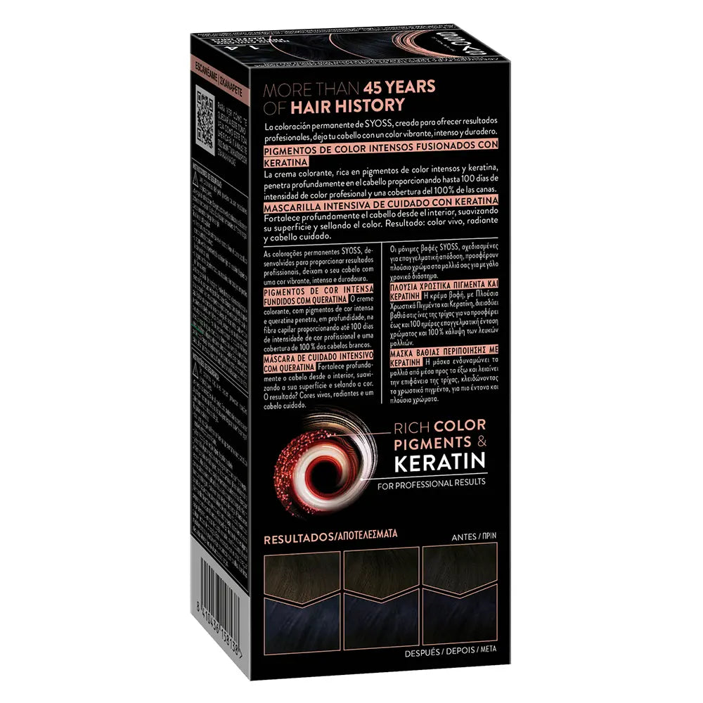 SYOSS-COR PERMANENTE 14 Negro Azulado 1 u.-DrShampoo - Perfumaria e Cosmética