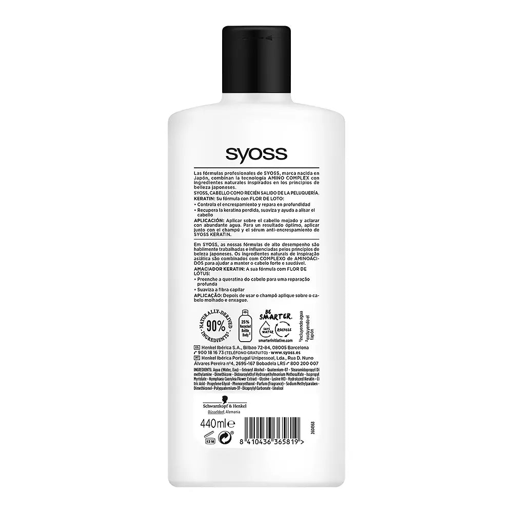 SYOSS-Condicionador para cabelos crespos e secos KERATIN 440 ml-DrShampoo - Perfumaria e Cosmética
